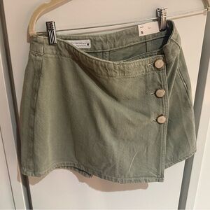 Zara Olive Green Button-Accent Mini Skirt